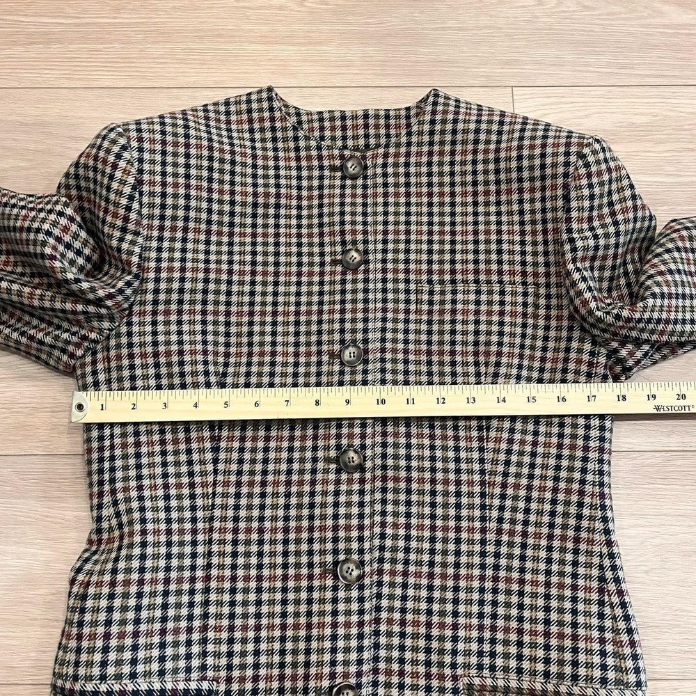 Vintage Wool Plaid Blazer Boxy Women S 90s Old Money Quiet Luxury Academia - Picture 5 of 6